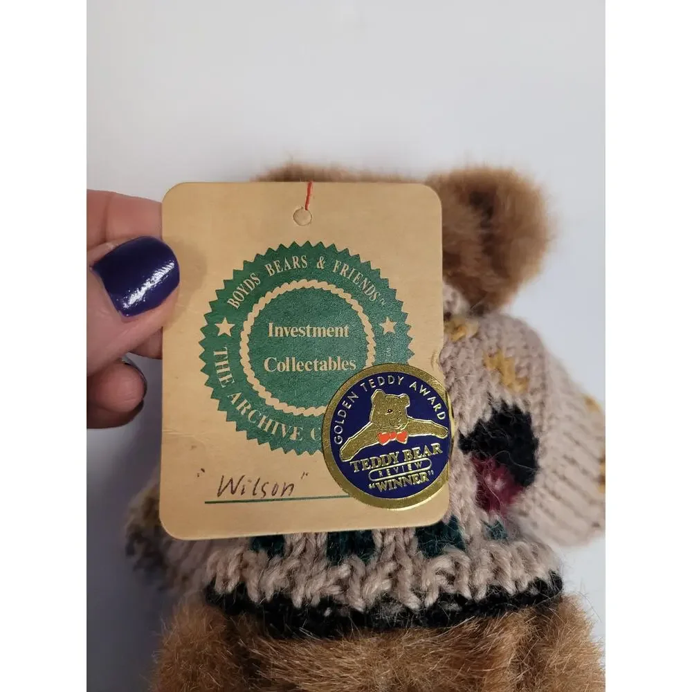Boyds Bears Archive Collection Wilson Bear Golden Teddy Award Winner Articulated